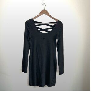 Gentle Fawn Black Crisscross Back Mini Dress Medium